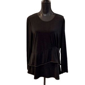 NARCISO Rodriguez Black Layered Back Zip Blouse Top XL